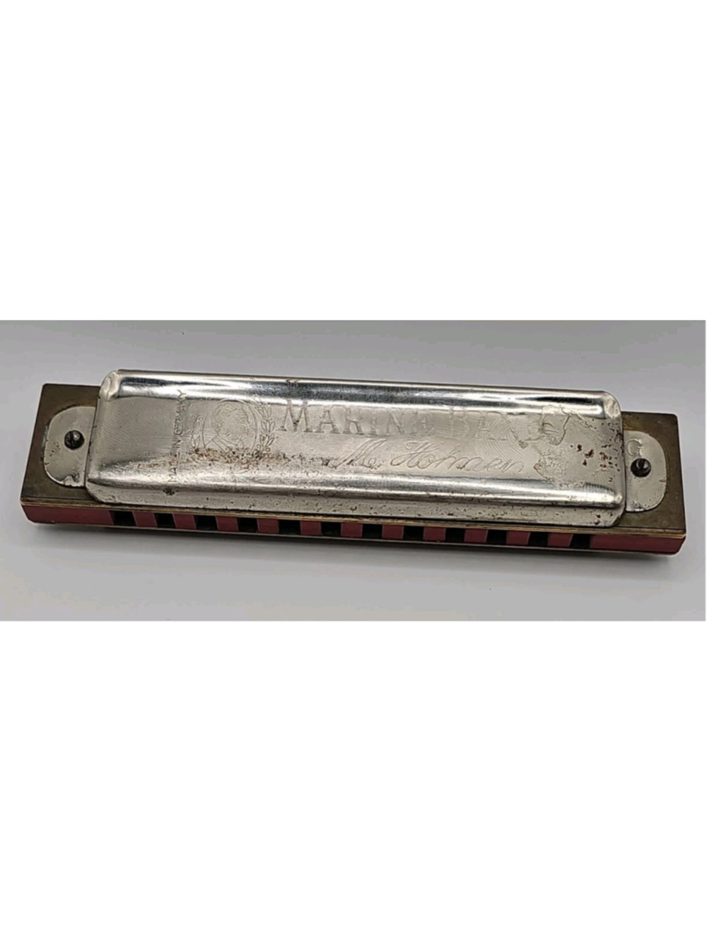M. Hohner Marine Band Harmonica Vintage Made In Germany In The Key of G 12 Hole